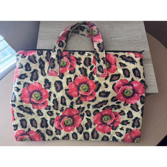 Handmade Cotton Tote Bag with Floral Leopard Print - Picture 2 of 5